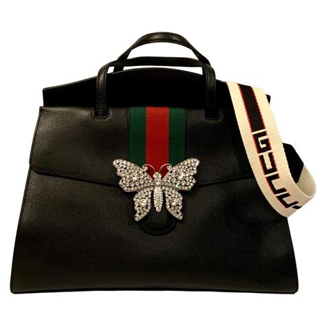 gucci blue leather bag butterfly|gucci leather bag vintage.